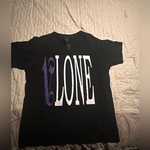 VLONE Men Tee in Black and White with Purple Accent